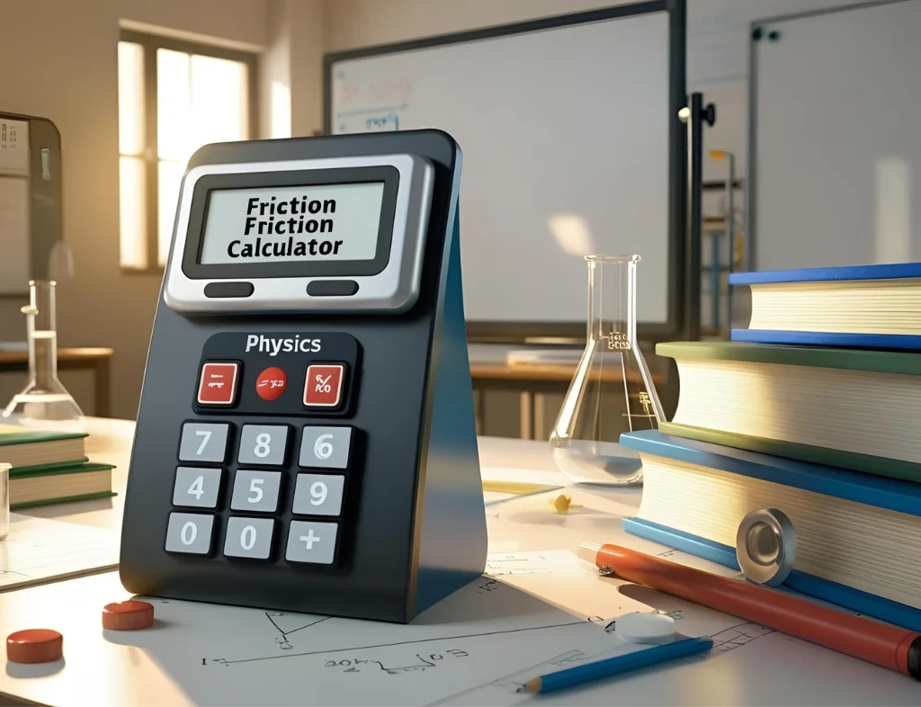 Friction calculator for calculating friction force and coefficient of friction