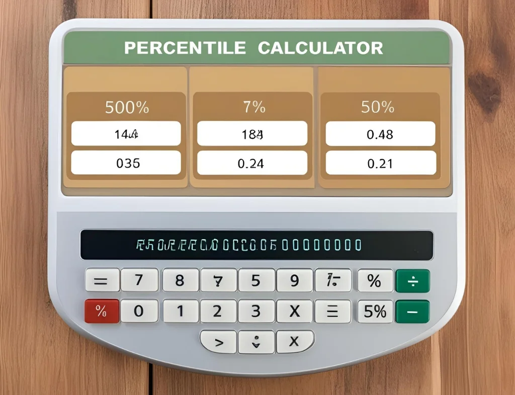Percentile calculator for calculating percentile values and ranks from a data set